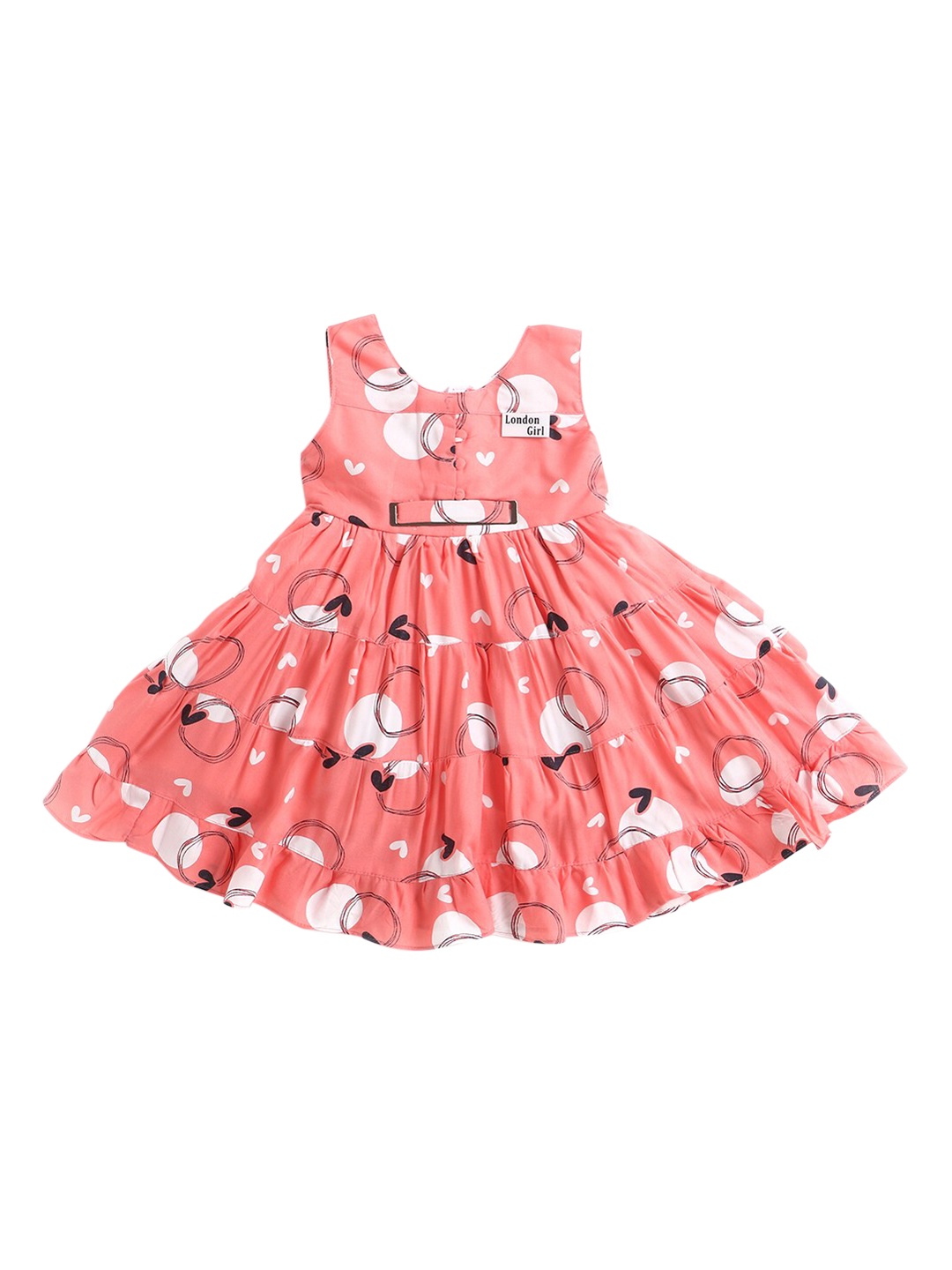 

The Magic Wand Girls Peach-Coloured Printed Dress