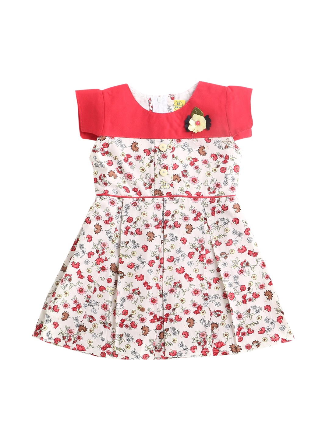 

The Magic Wand Girls Red & White Floral Printed Pleated Fit & Flare Dress