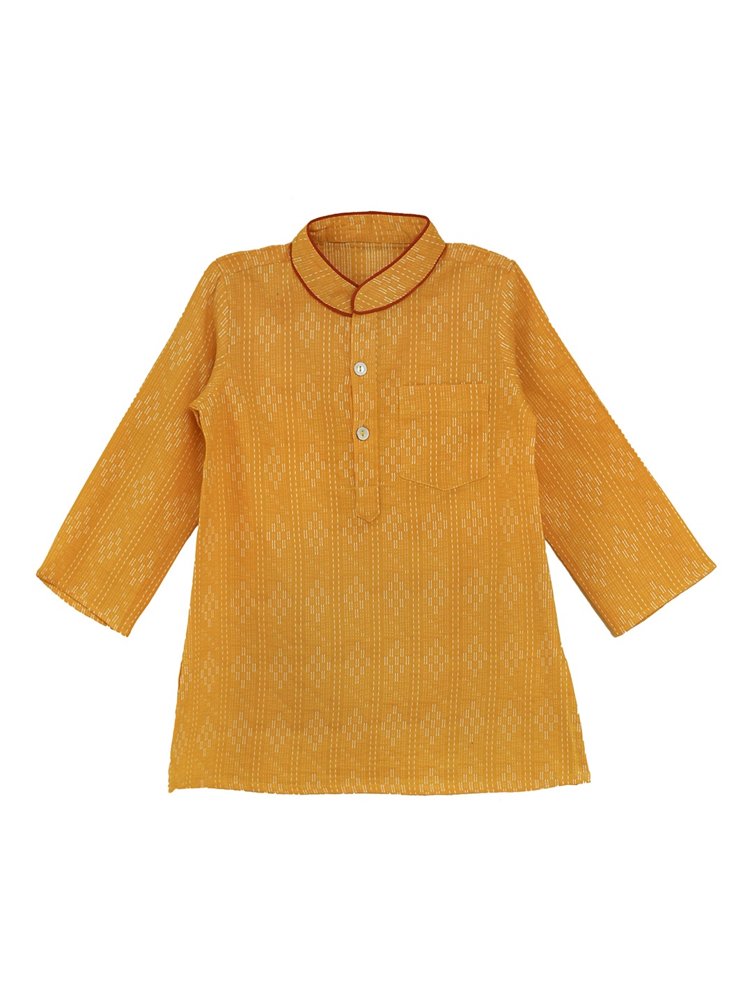 

My Little Lambs Boys Yellow & White Ikat Woven Design Pure Cotton Kurta