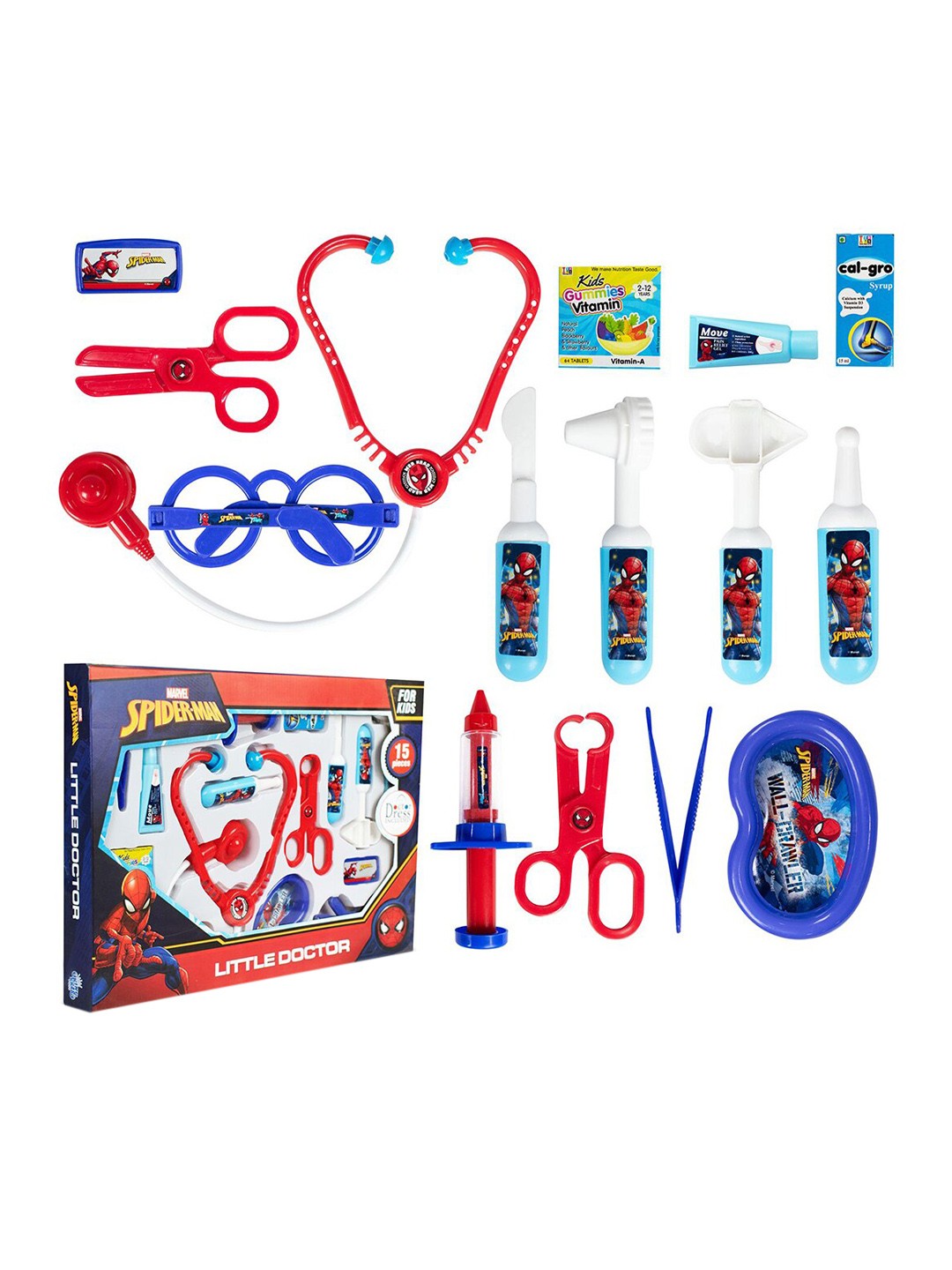 

ITOYS Kids White & Red Marvel Spiderman Printed Plastic Little Doctor Set