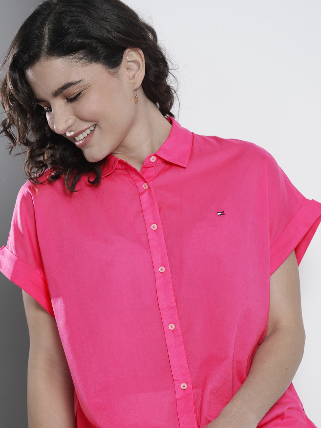 

Tommy Hilfiger Women Magenta Relaxed Pure Cotton Casual Shirt