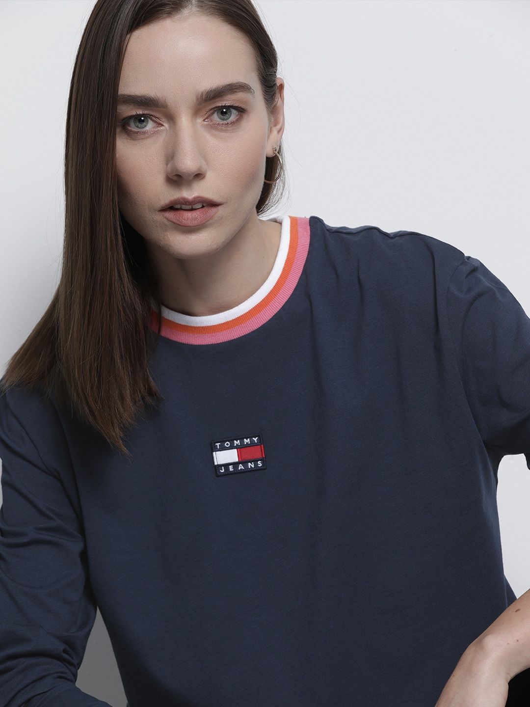 

Tommy Hilfiger Women Blue & White Embroidered Sweatshirt
