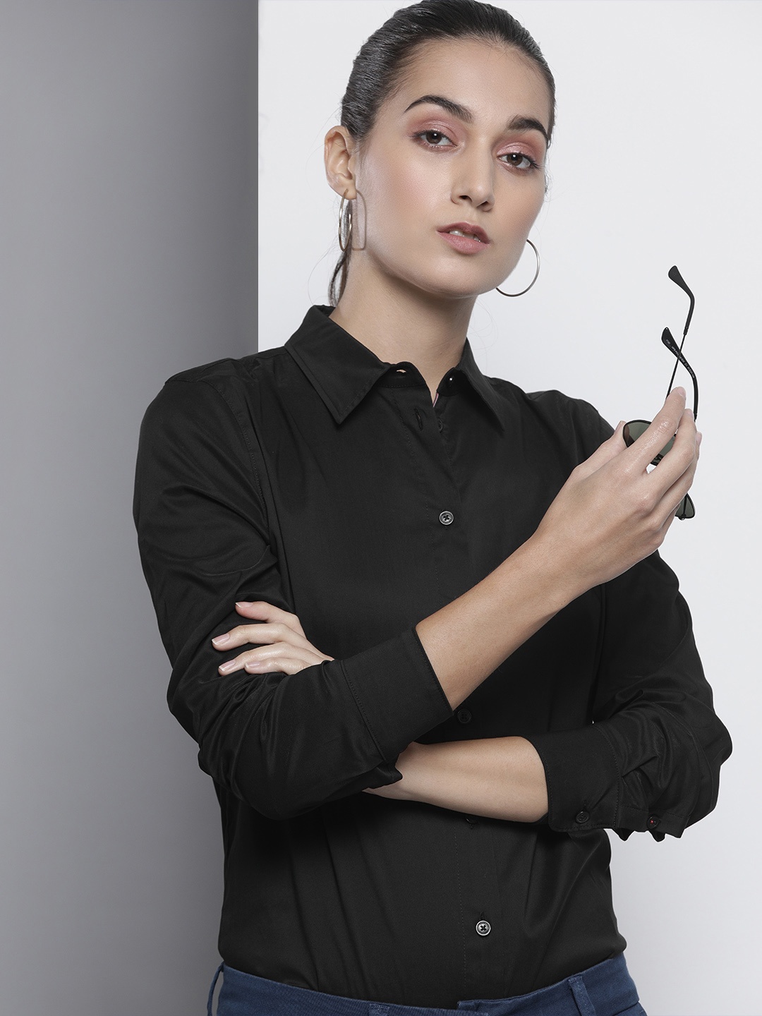 

Tommy Hilfiger Women Black Relaxed Opaque Casual Shirt