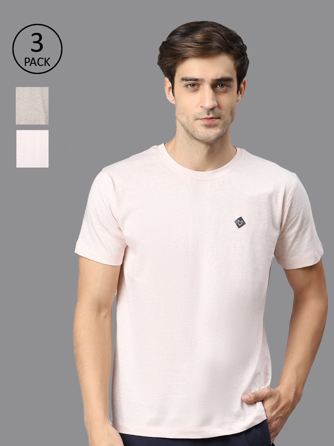 

Almo Wear Men Peach-Coloured Pack of 3 Organic Cotton Lounge T-shirts