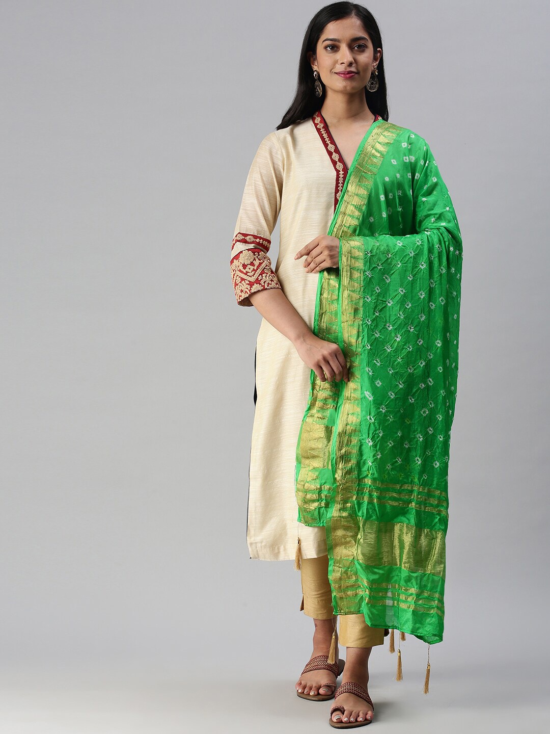 

Soch Green Art Silk Dyed Dupatta
