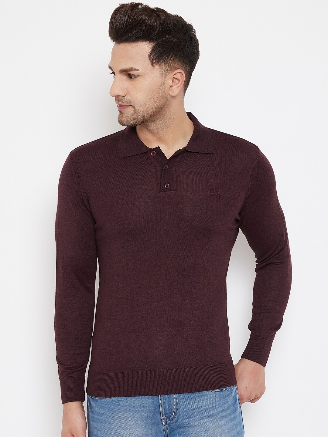 

98 Degree North Men Burgundy Solid Wool Regular Sweater Vest