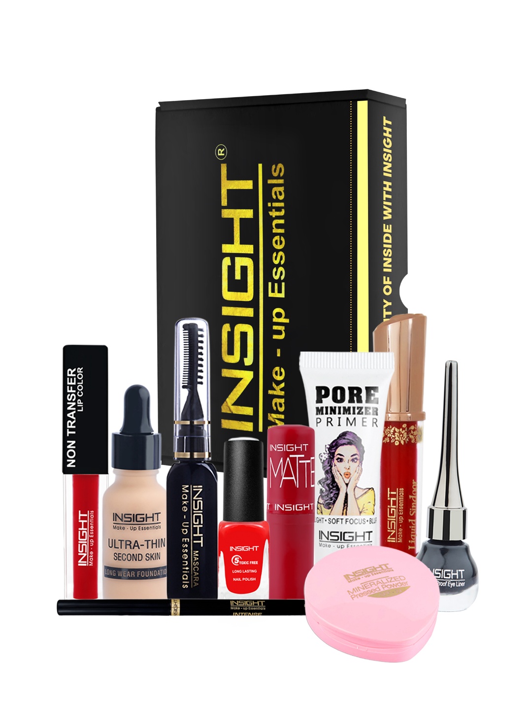 

INSIGHT Cosmetics Combo of Primer Fixer Loose Poder and Eyeliner, Multi