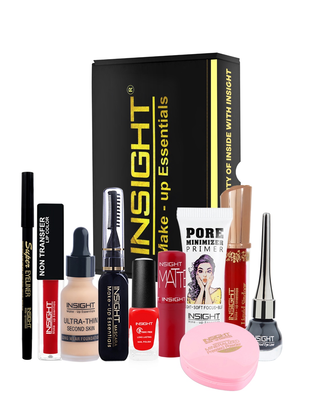 

INSIGHT Cosmetics Combo of Primer Fixer Loose Poder and Eyeliner, Multi
