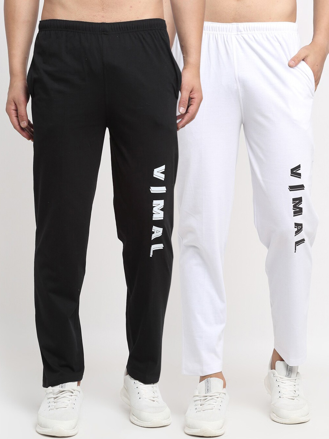 

VIMAL JONNEY Mens Black & White Pack of 2 Cotton Track Pants