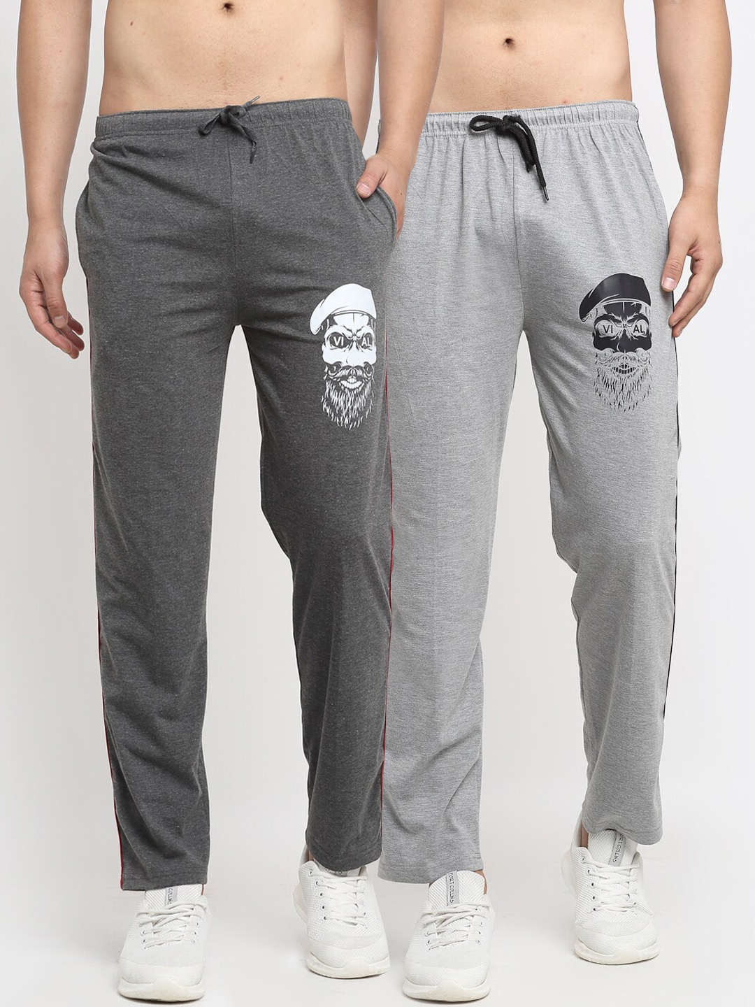 

VIMAL JONNEY Mens Grey Pack of 2 Cotton Track Pants