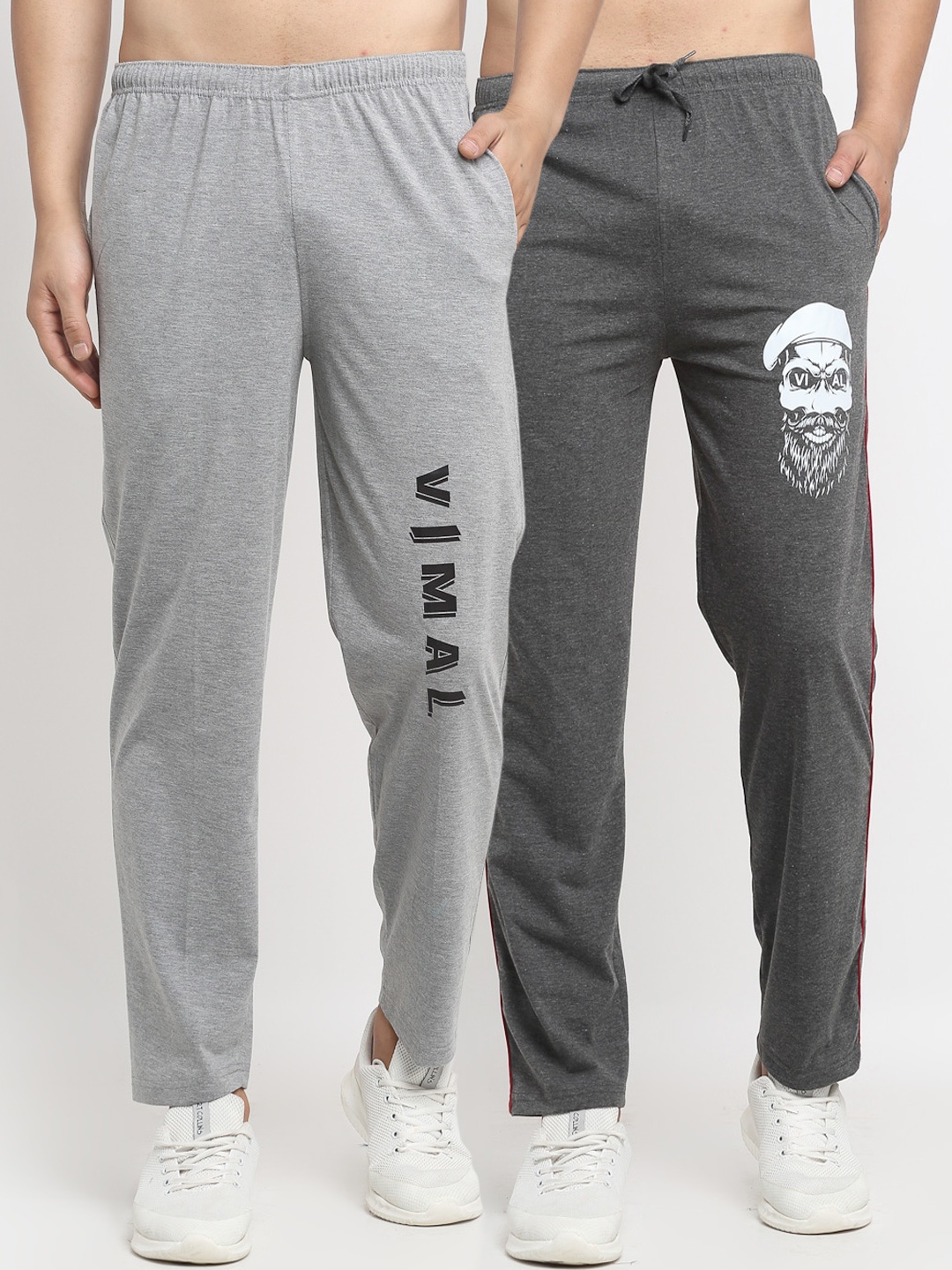 

VIMAL JONNEY Mens Grey Pack of 2 Cotton Track Pants