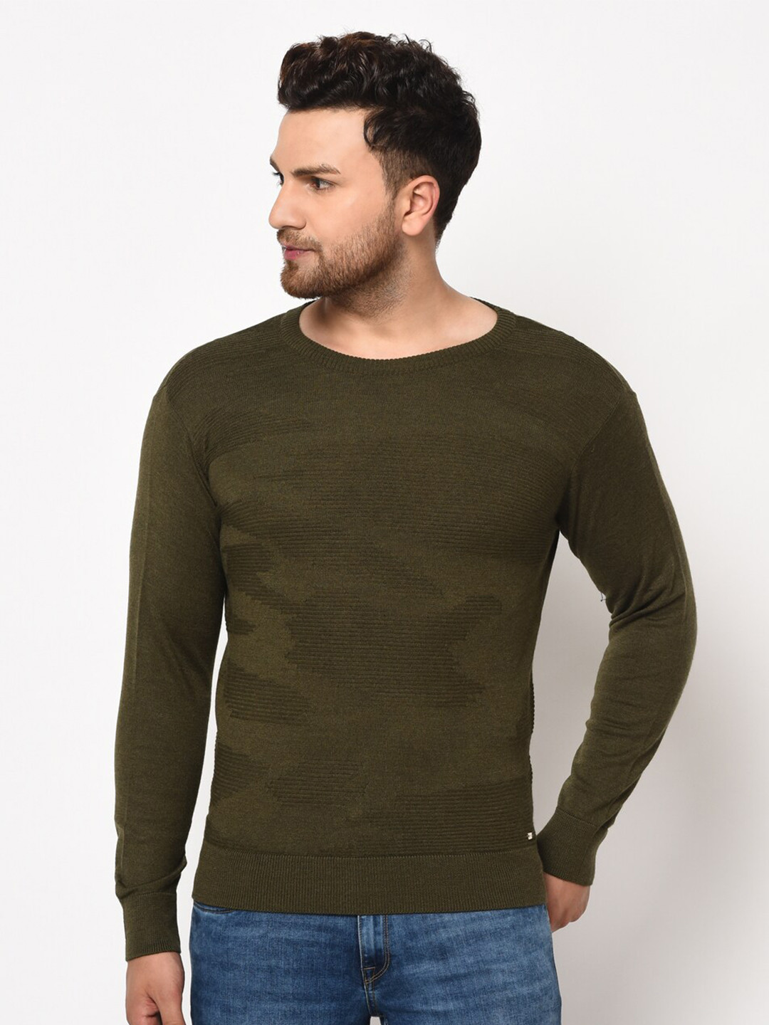 

98 Degree North Men Olive Green Pullover