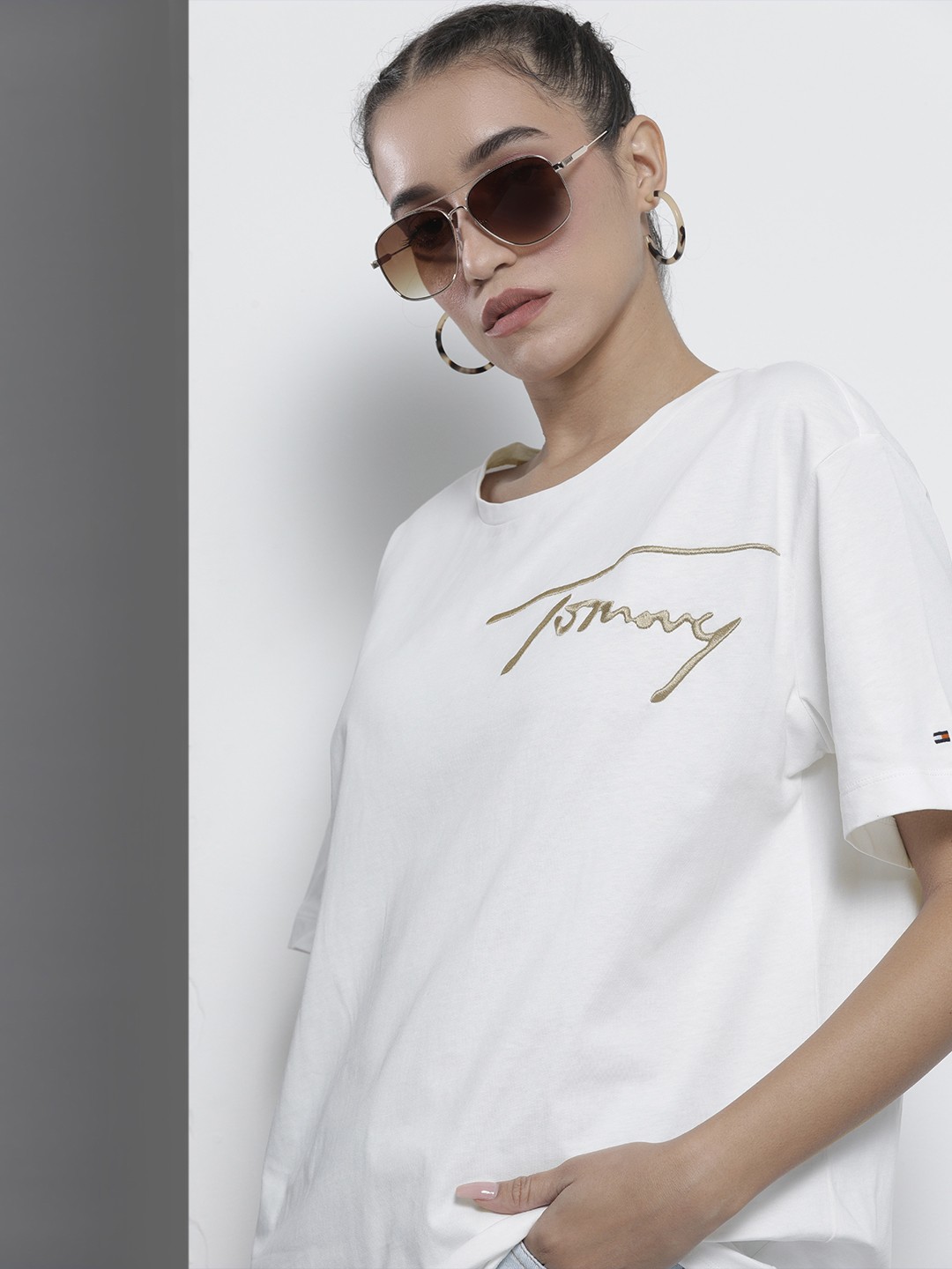 

Tommy Hilfiger Women White Printed Pure Cotton T-shirt
