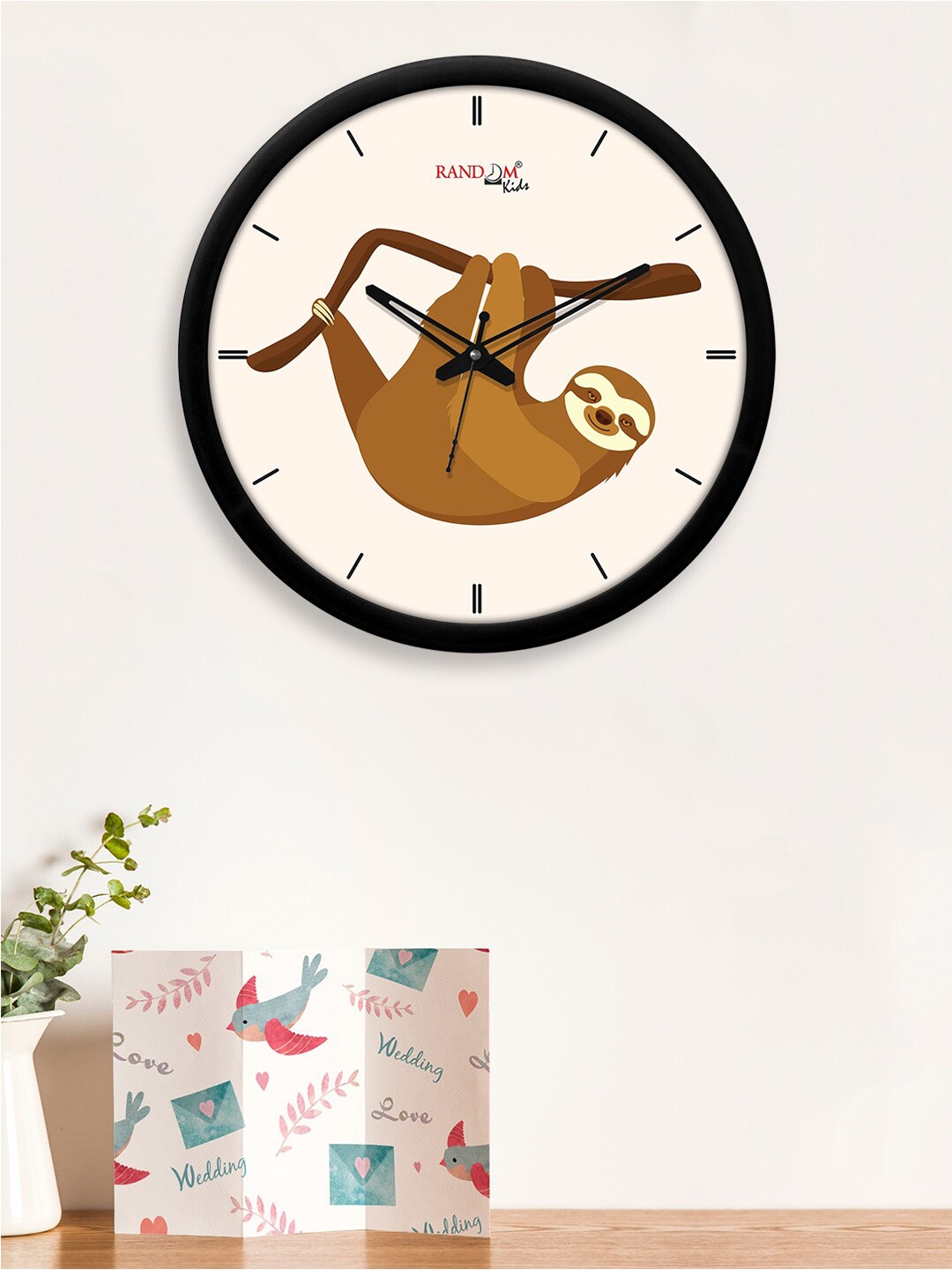 

RANDOM Off White & Brown Printed Contemporary Wall Clock
