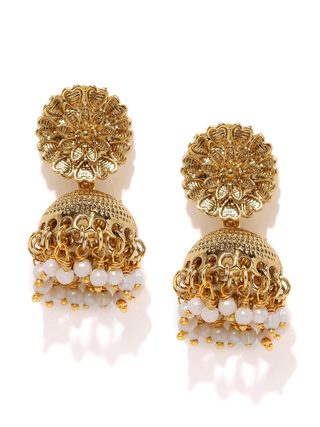 

Zaveri Pearls Gold-Plated Embellished Jhumka Earrings