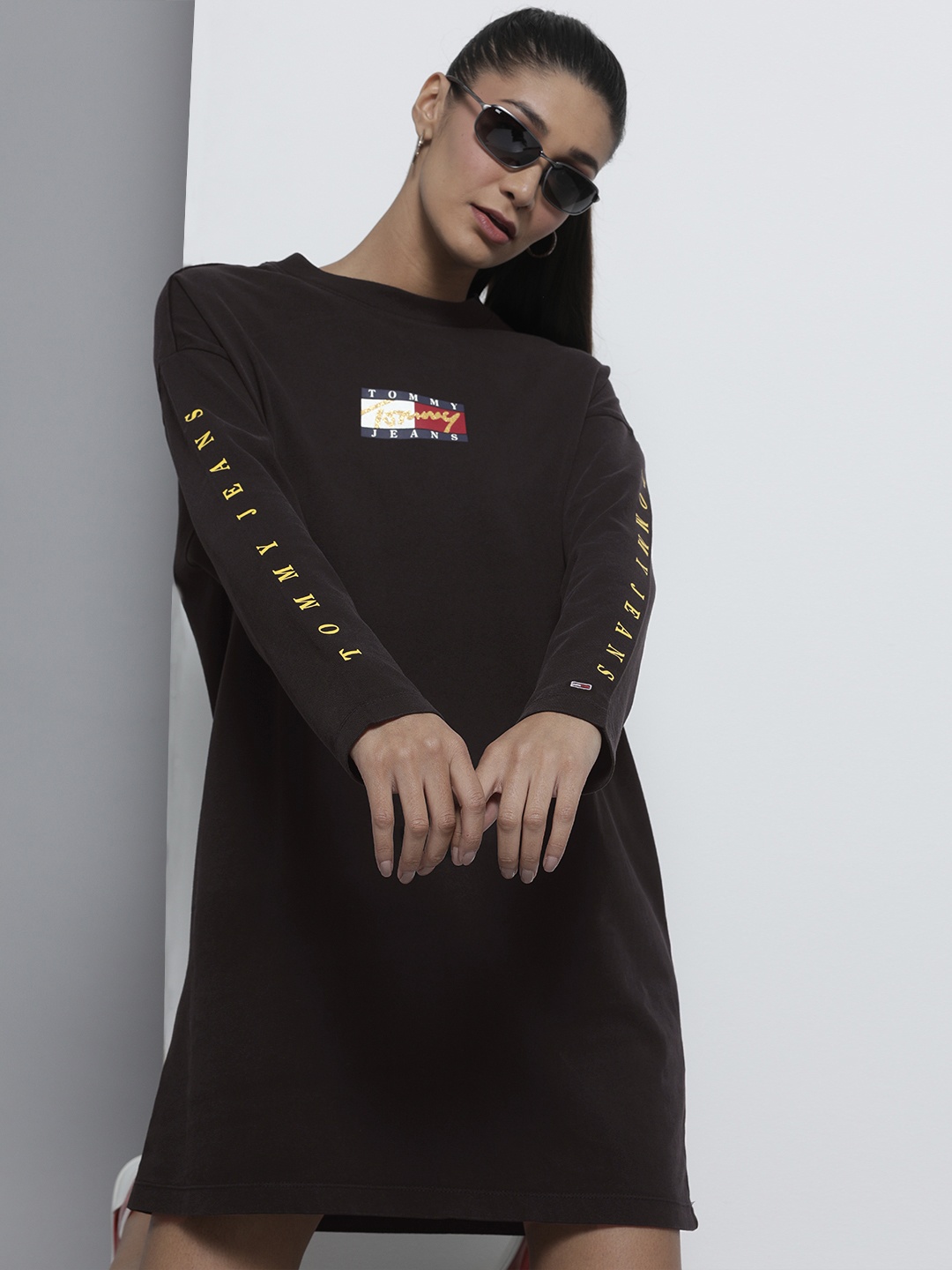 

Tommy Hilfiger Women Black & Yellow Printed T-shirt Dress
