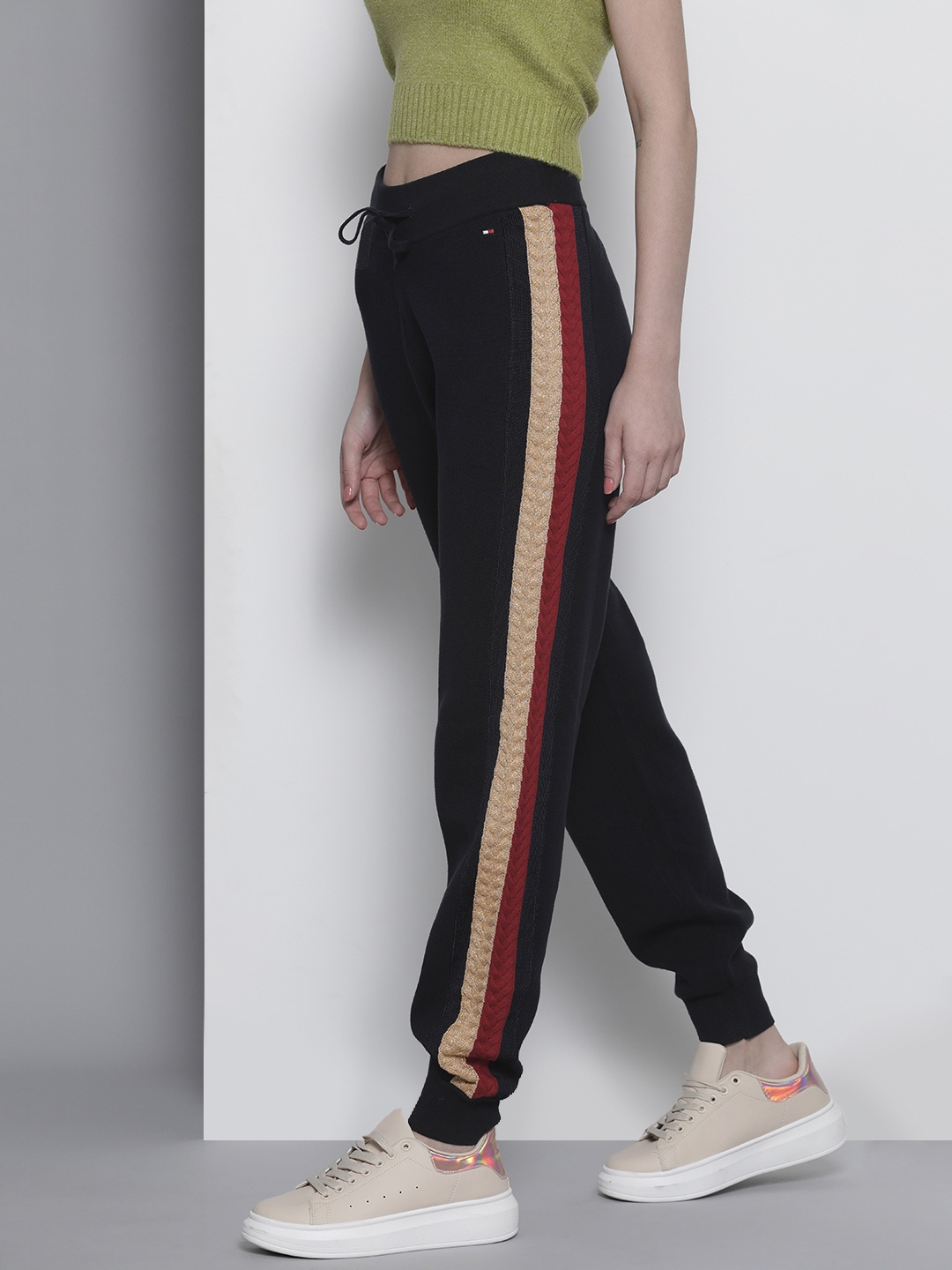 

Tommy Hilfiger Women Navy Blue Colourblocked Printed Casual Joggers Track Pants