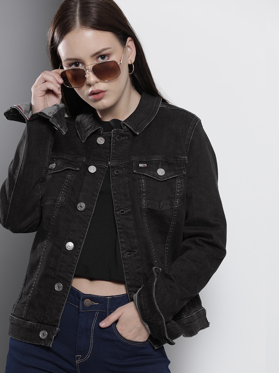 

Tommy Hilfiger Women Navy Blue Washed Denim Jacket