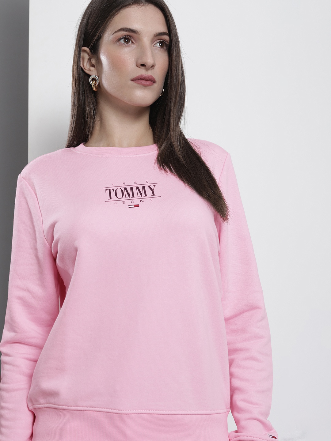 

Tommy Hilfiger Women Pink Brand Logo Printed Pullover Sweatshirt