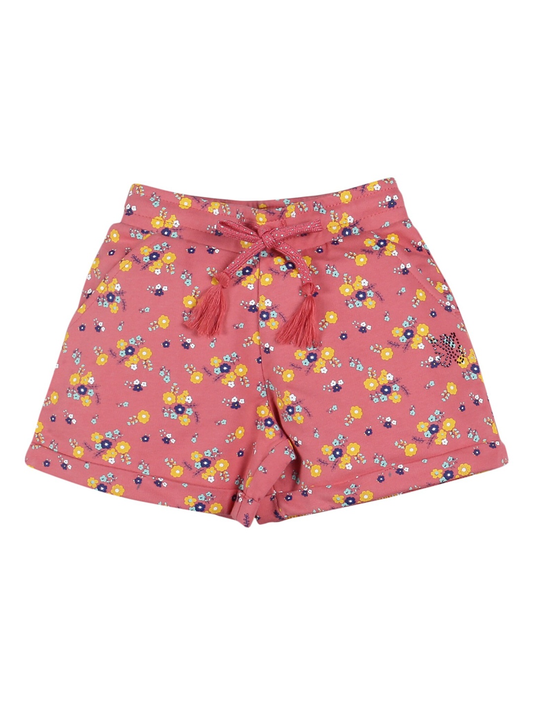 

PLUM TREE Girls Orange Floral Printed Mid-Rise Regular Shorts