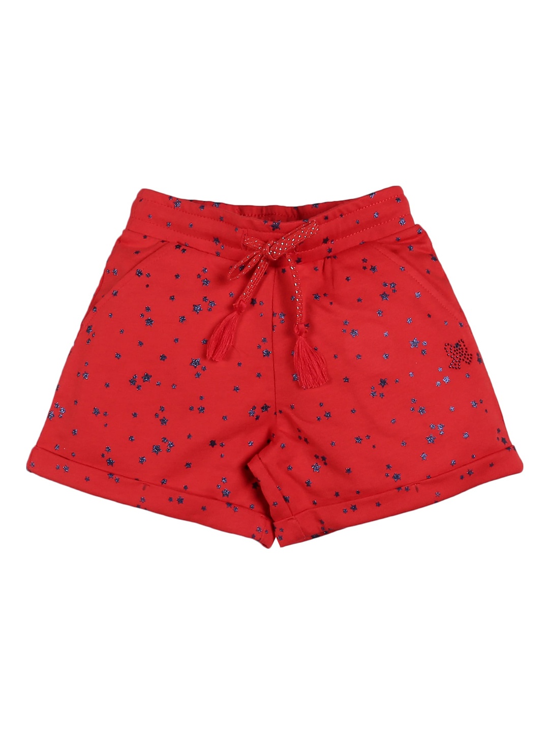 

PLUM TREE Girls Red Printed Mid-Rise Regular Shorts