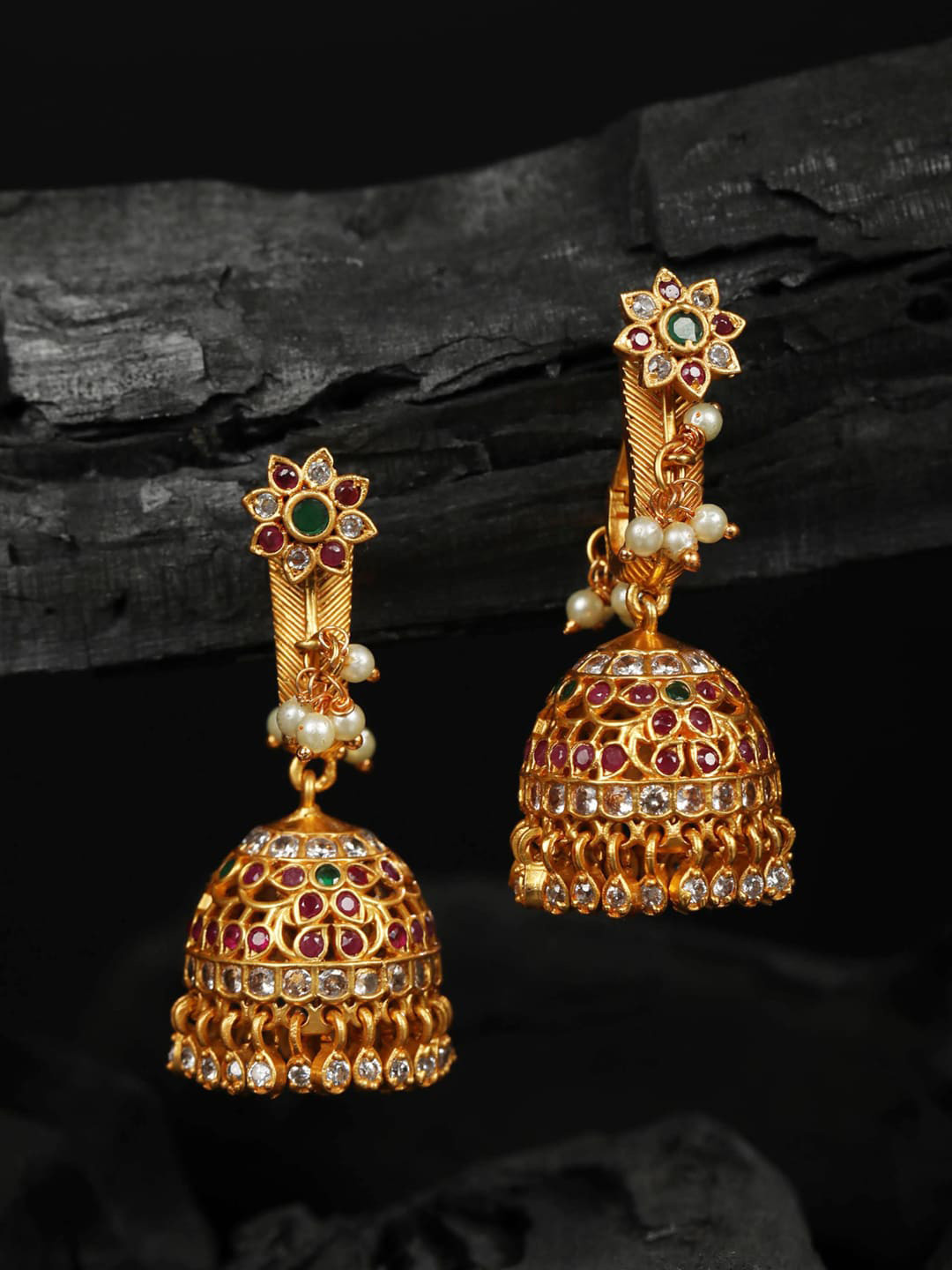 

Priyaasi Gold-Toned Contemporary Jhumkas Earrings