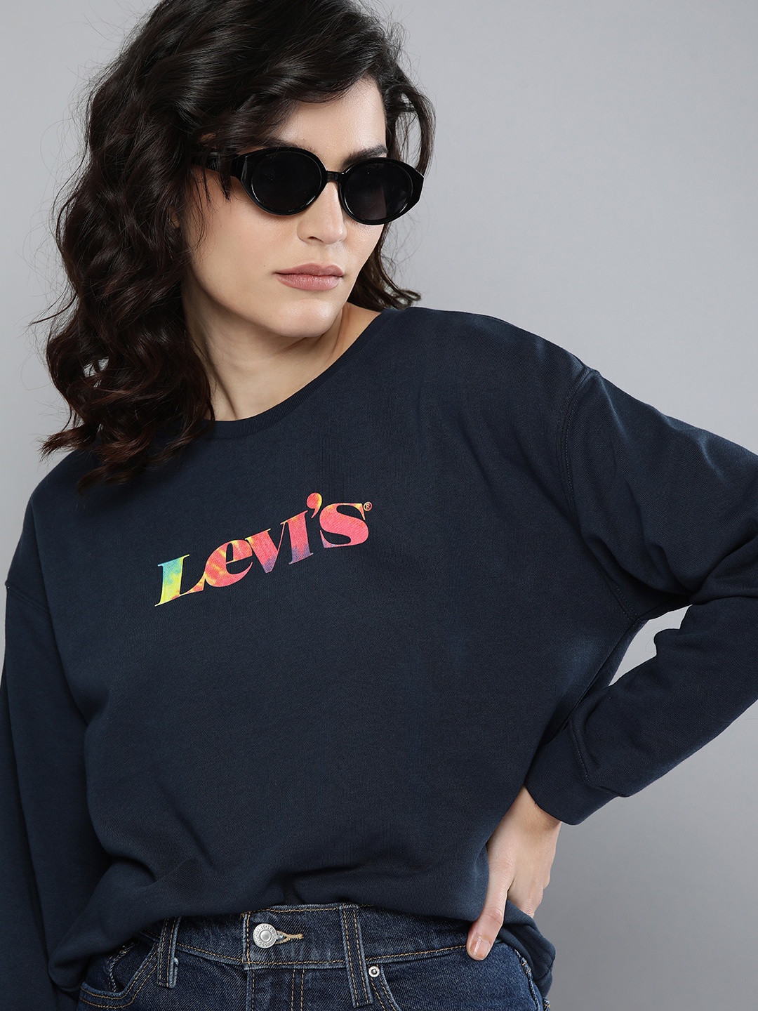 

Levis Women Navy Blue Printed Sweatshirt