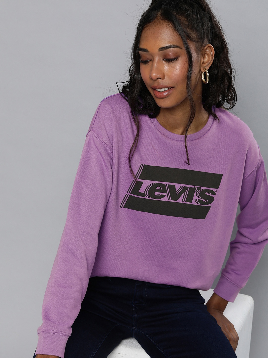 

Levis Women Purple Logo Printed Sweatshirt