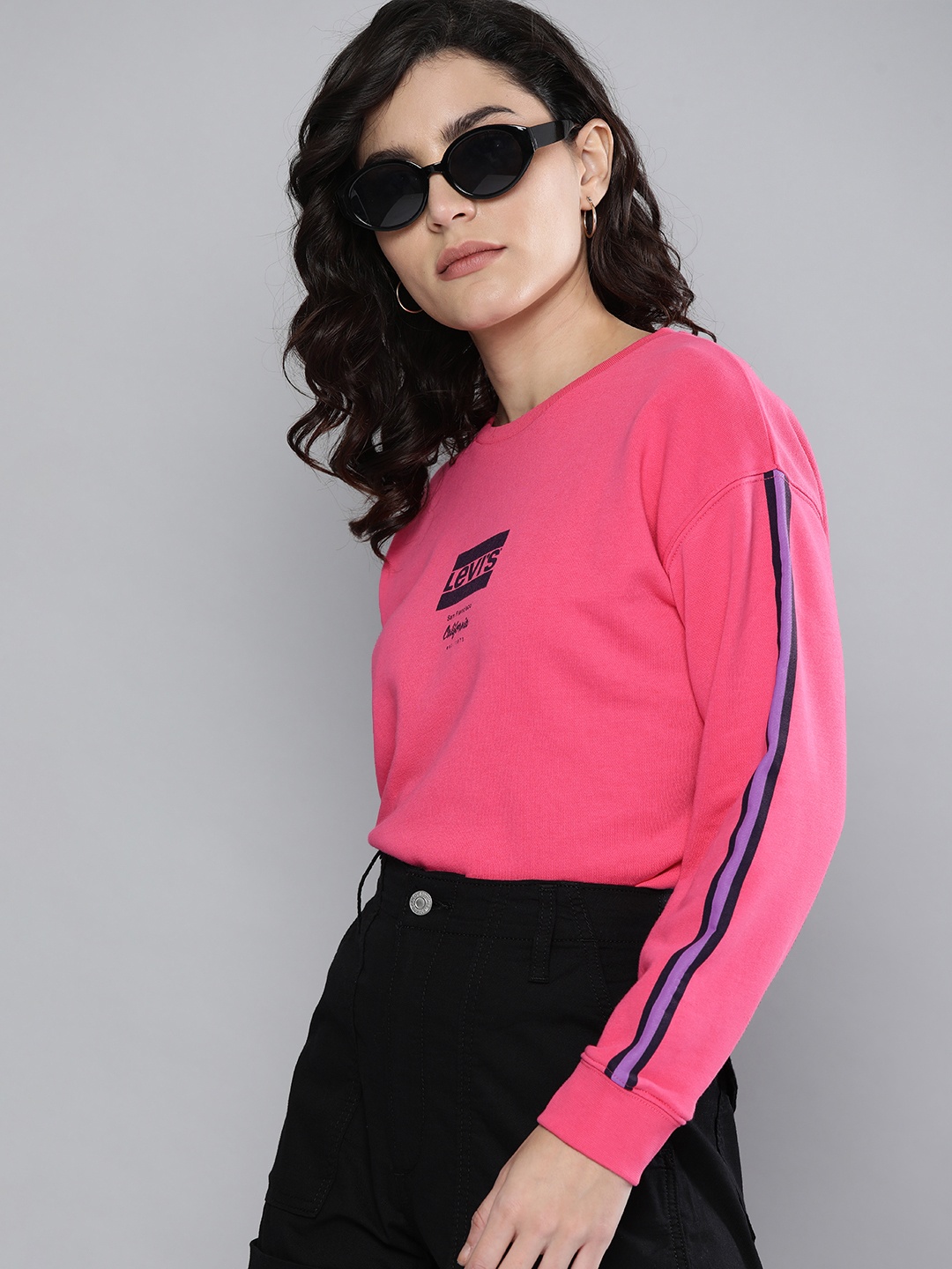 

Levis Women Pink & Black Printed Sweatshirt