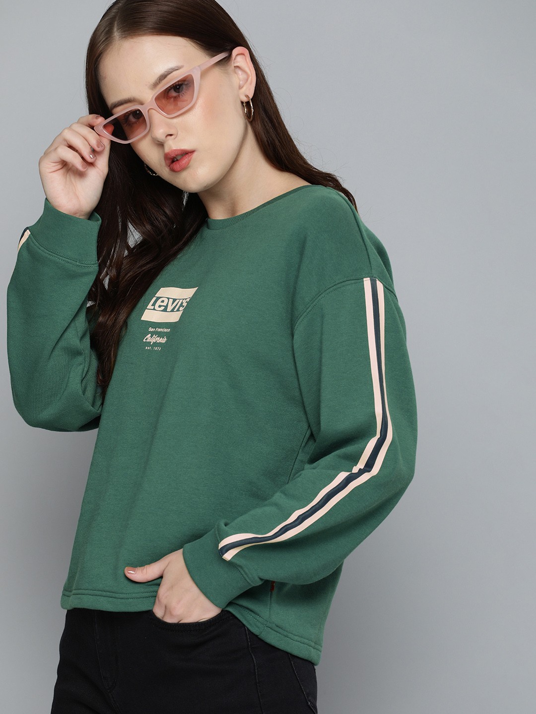 

Levis Women Green & Pink Printed Sweatshirt