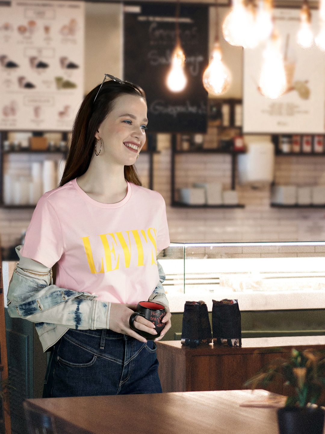 

Levis Women Pink Typography Printed Pure Cotton T-shirt