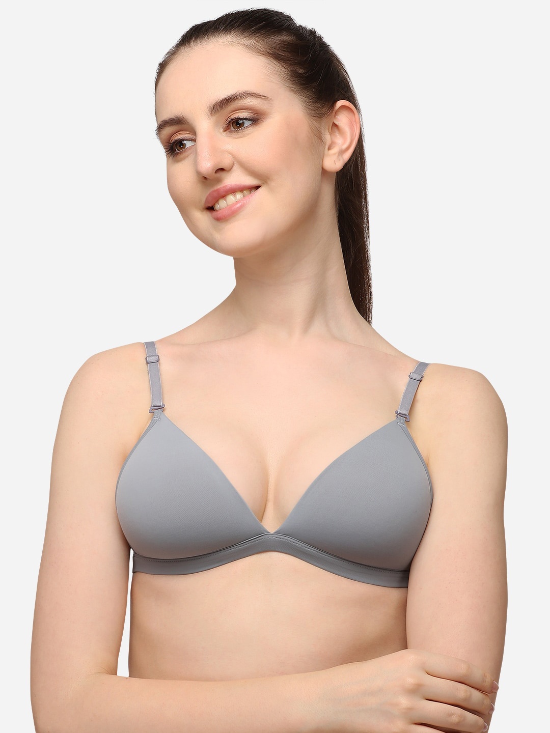 

Lenissa Grey T-shirt Bra-Half Coverage Lightly Padded L-104