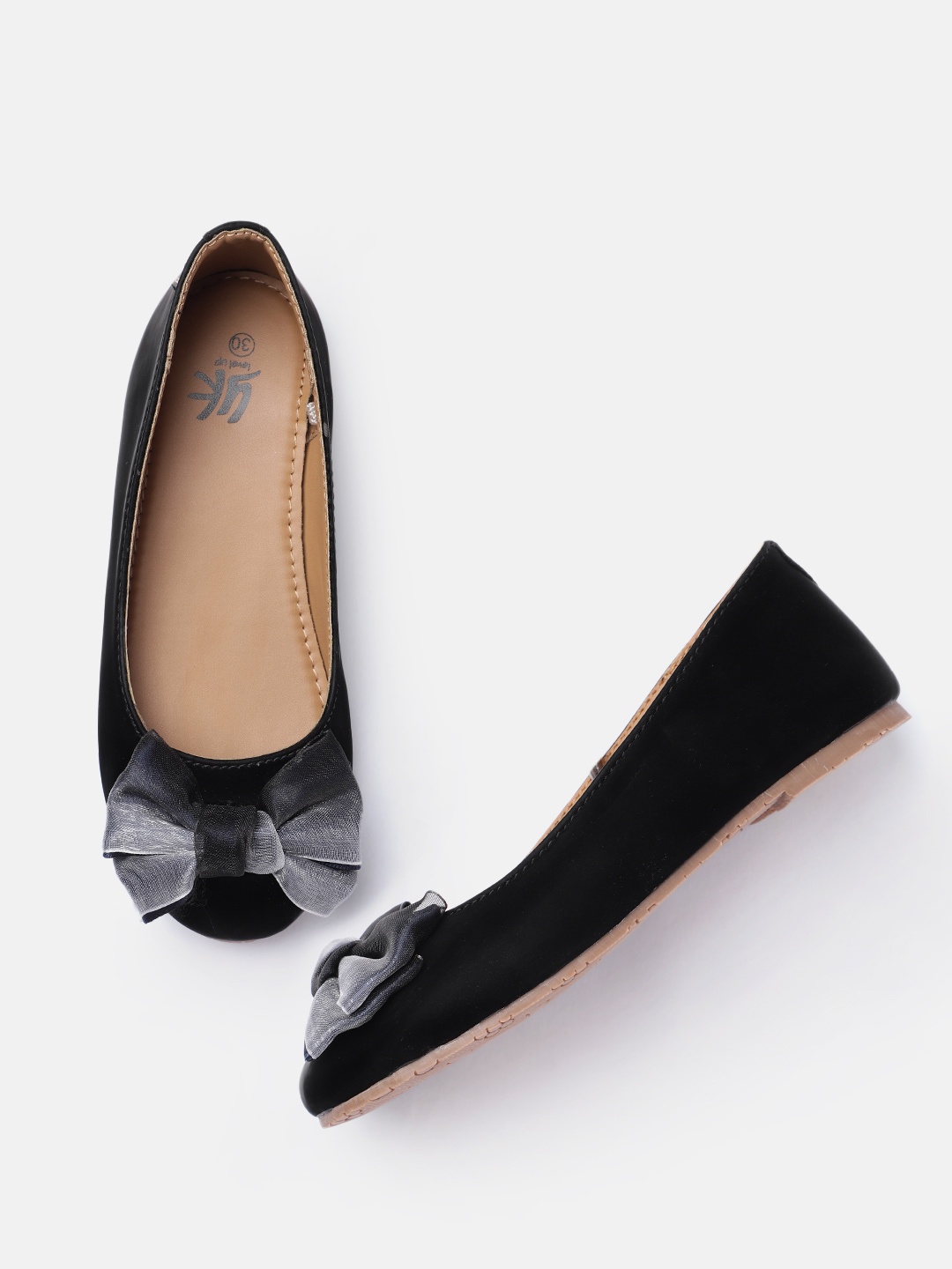 

YK Girls Black Solid Ballerinas with Bows Flats