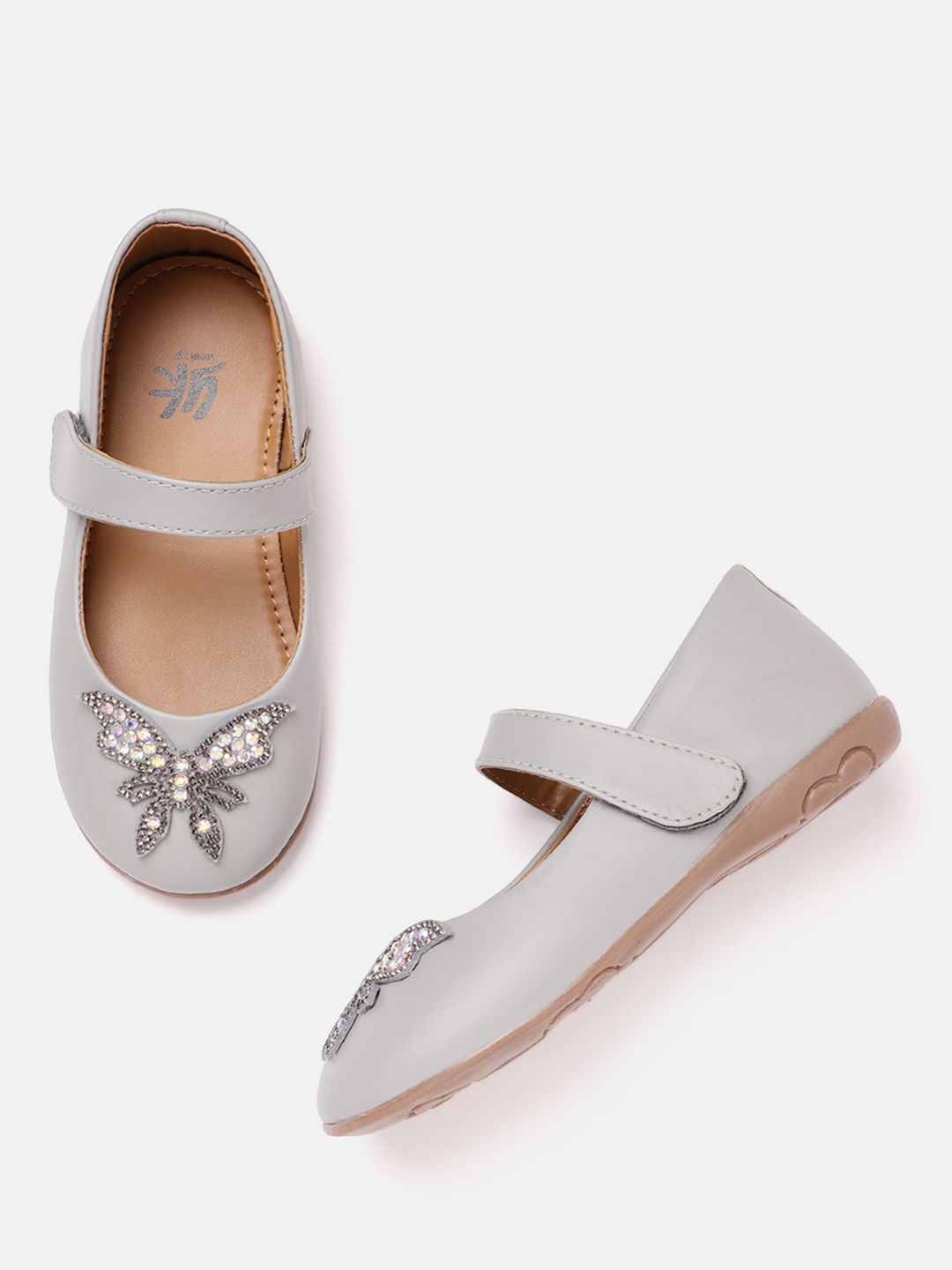 

YK Girls Grey Embellished Mary Janes