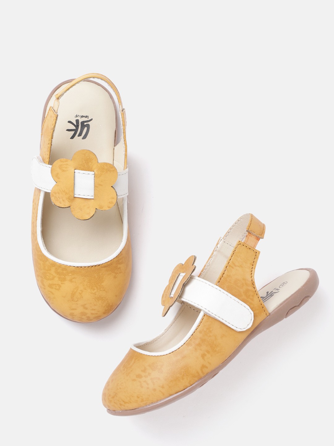 

YK Girls Mustard Yellow & White Leopard Print Flats
