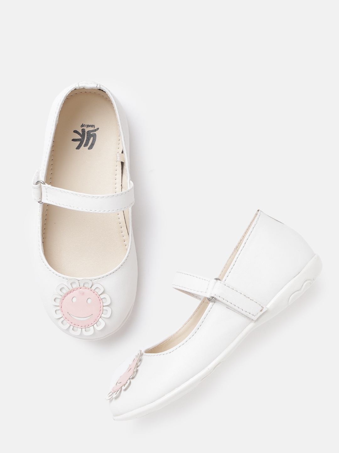 

YK Girls White & Pink Applique Detail Mary Janes