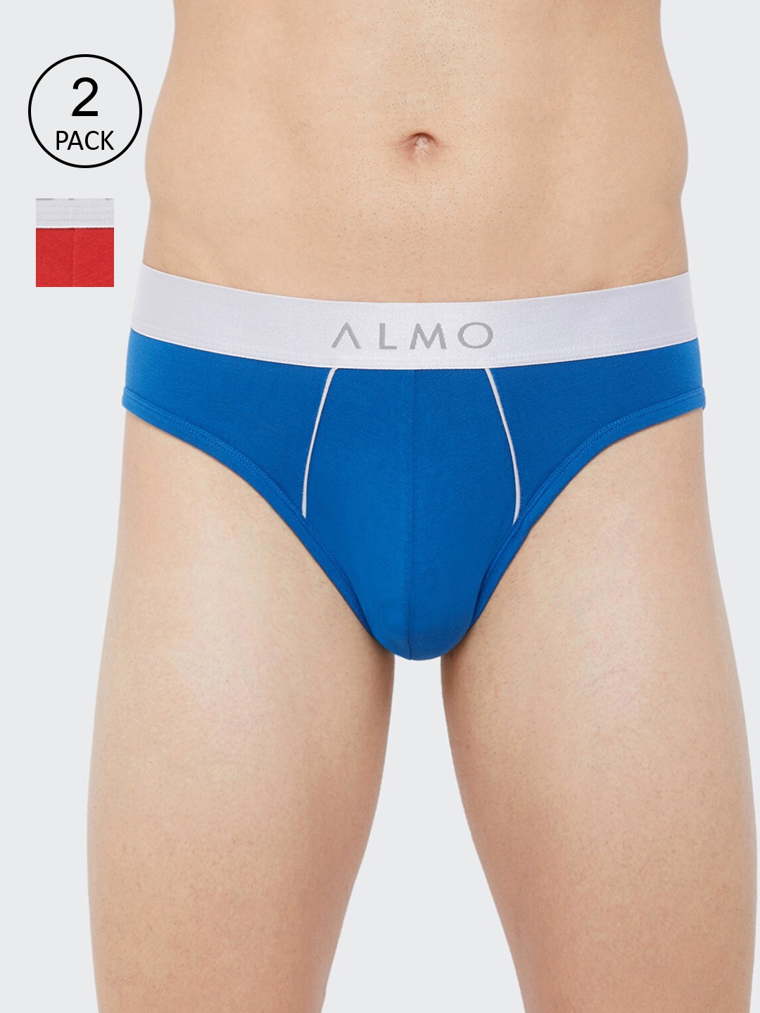

Almo Wear Men Pack of 2 Solid Slim-Fit Organic Cotton Briefs, Blue