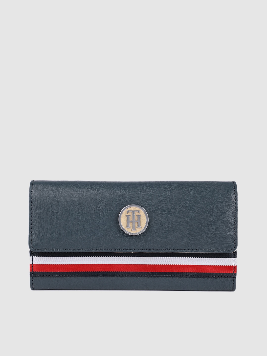 

Tommy Hilfiger Women Blue Solid Leather Two Fold Wallet