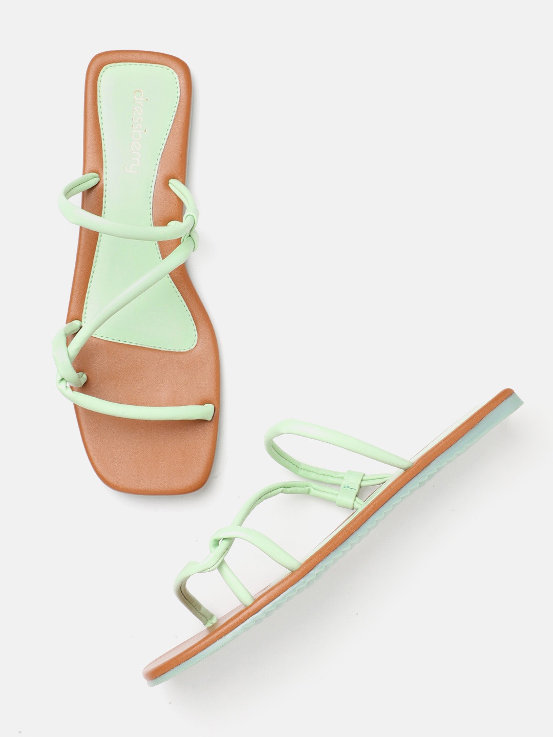

DressBerry Women Mint Green Strappy Open Toe Flats