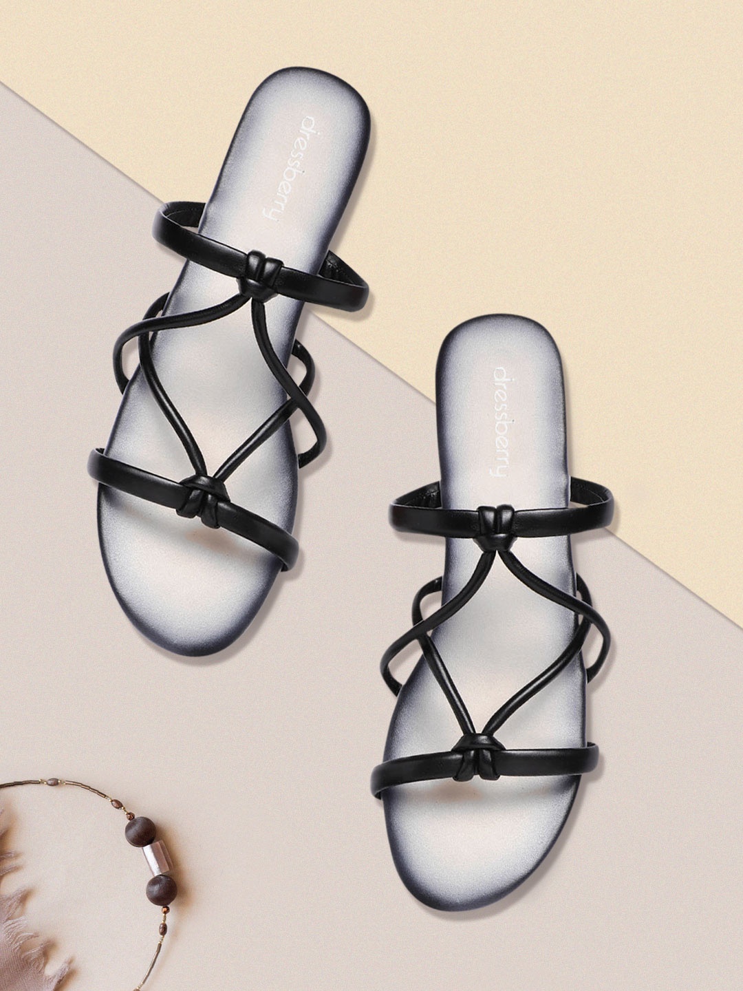 

DressBerry Women Black Solid Open Toe Flats