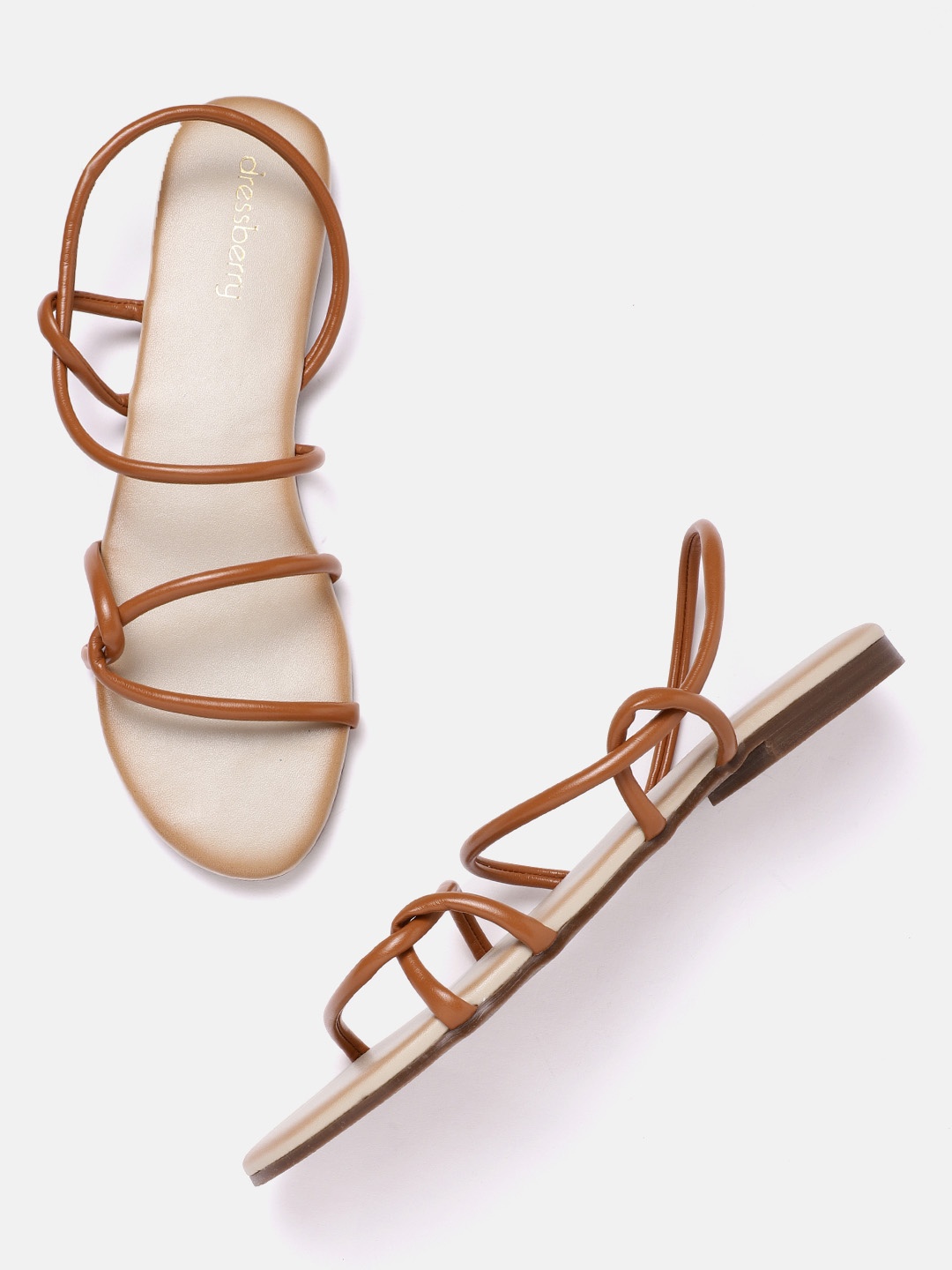 

DressBerry Women Tan Brown Solid Open Toe Flats