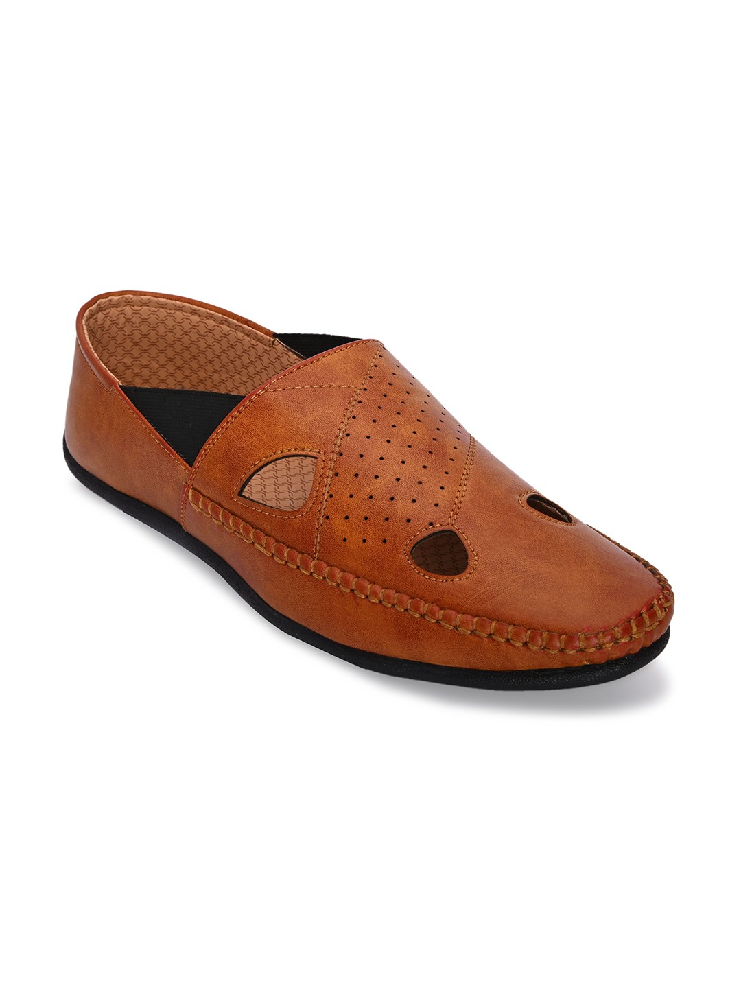 

ALBERTO MORENO Men Tan Leather Loafers