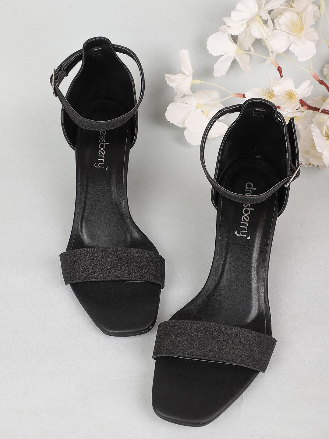 

DressBerry Women Black Solid Block Sandals Heels