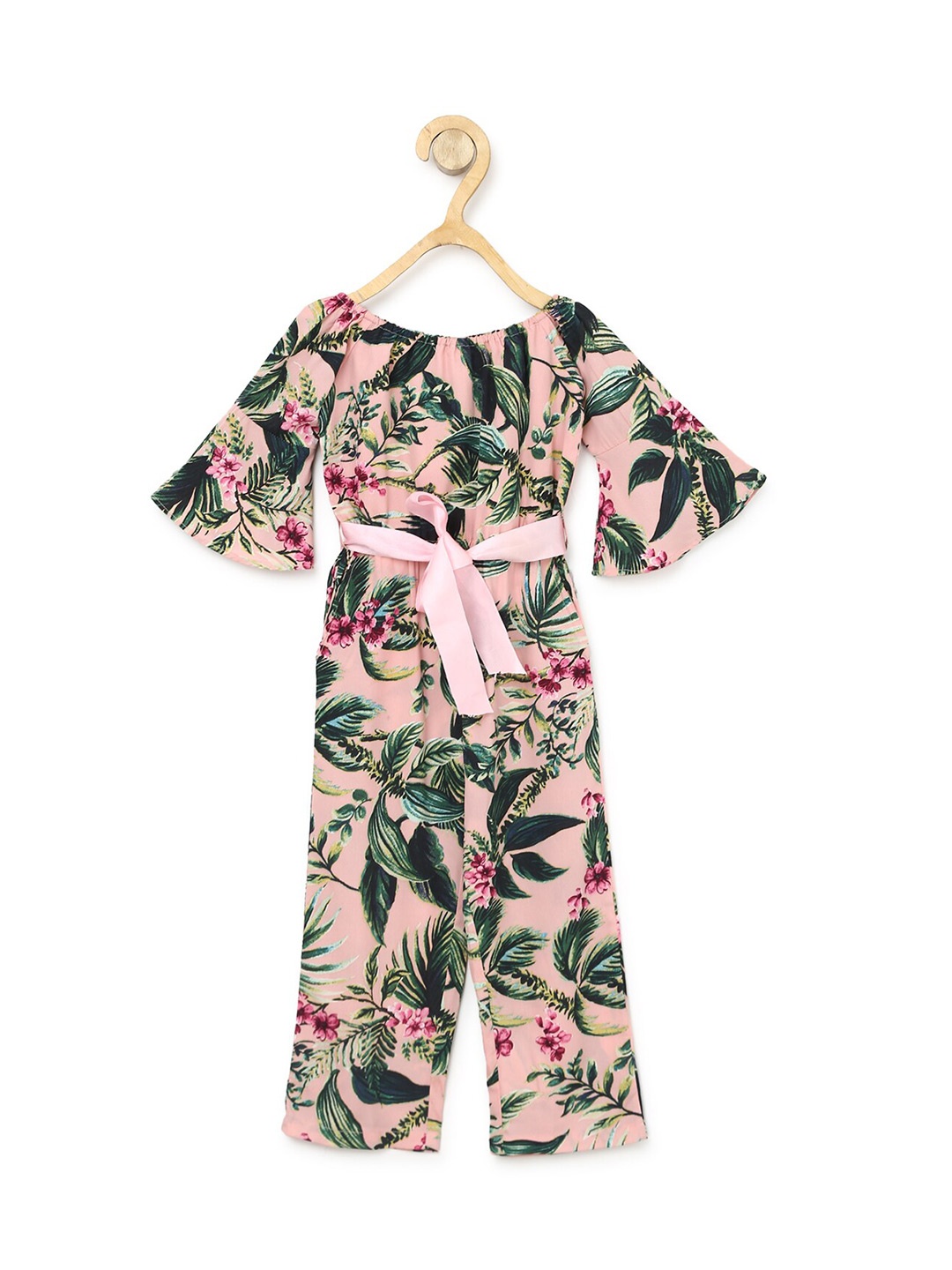 

StyleStone Girls Pink & Green Printed Basic Jumpsuit