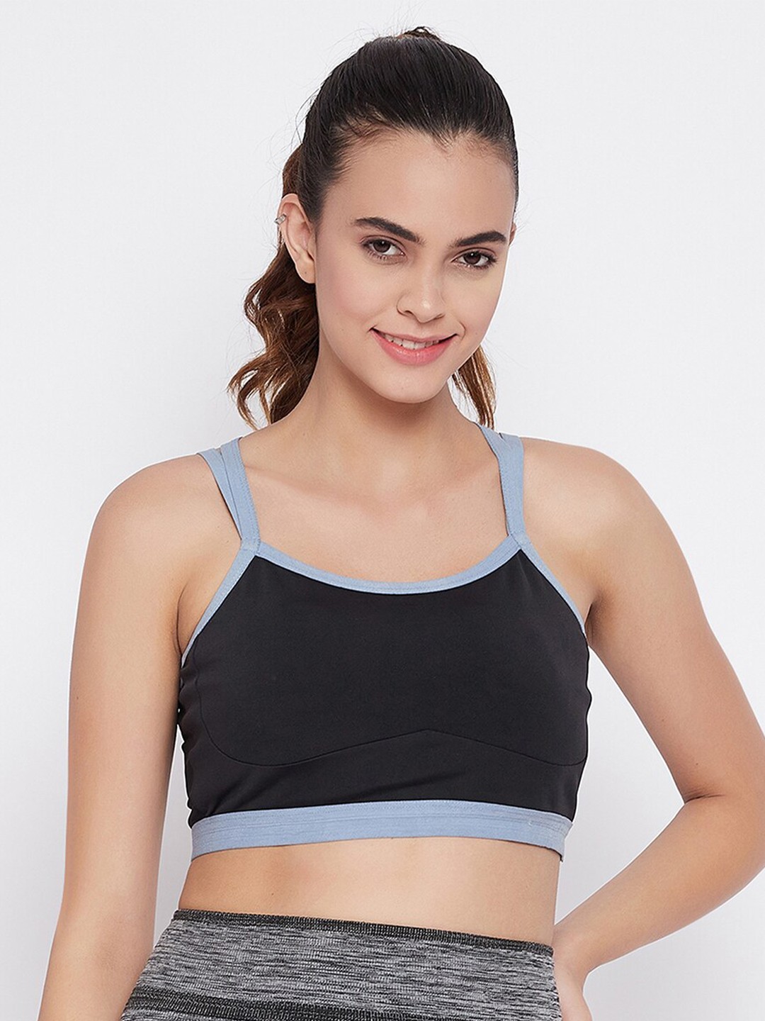 

Clovia Black Workout Bra - Full Coverage Lightly Padded