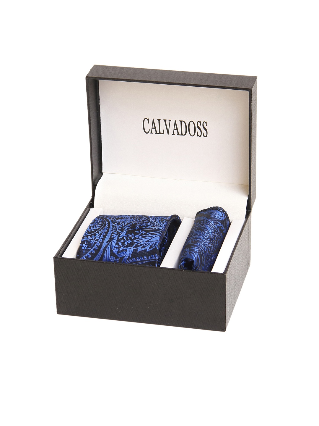 

Calvadoss Men Black & Blue Printed Microfiber Accessory Gift Set
