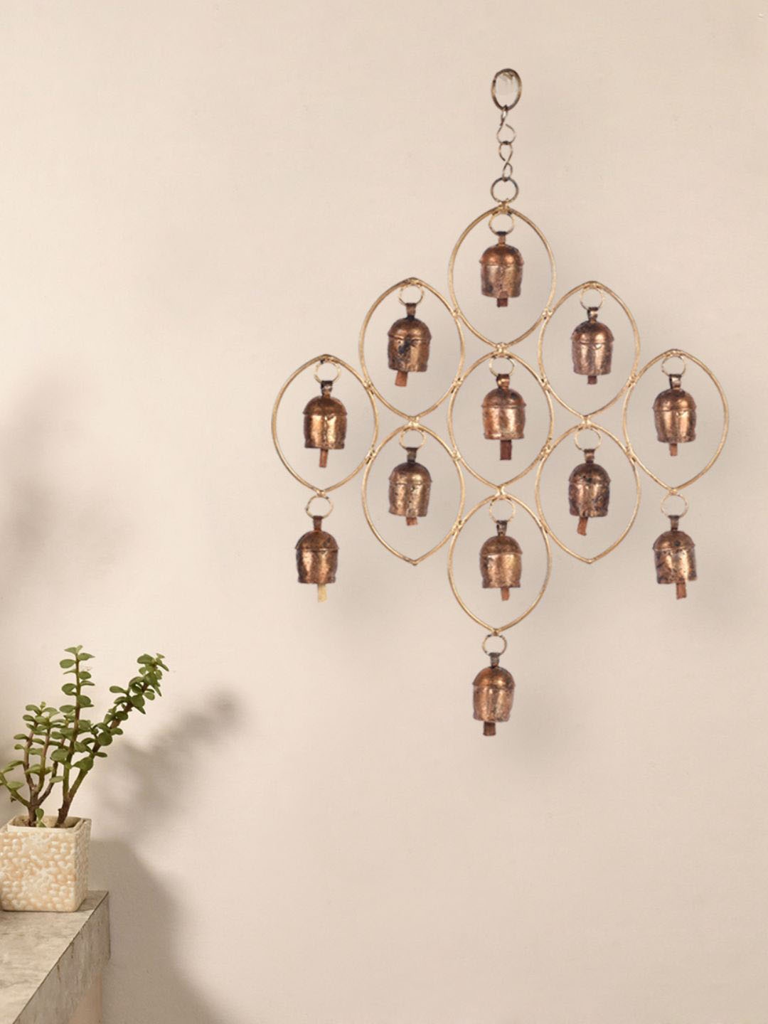 

Unravel India 12 Copper-Toned Bells Antique Finished Wind Chimes