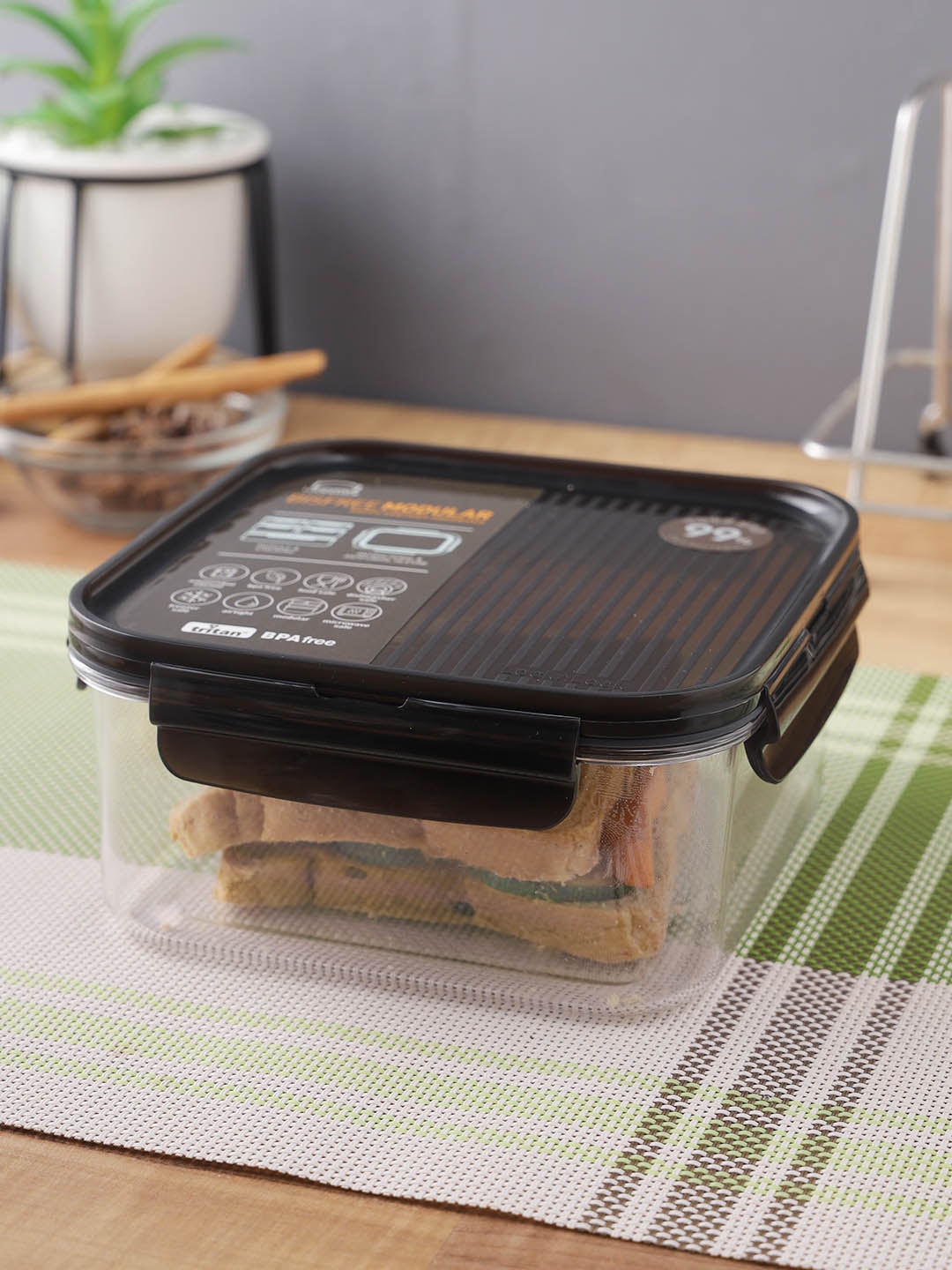 

Lock & Lock Transparent & Black Modular Leakproof Tritan Food Container