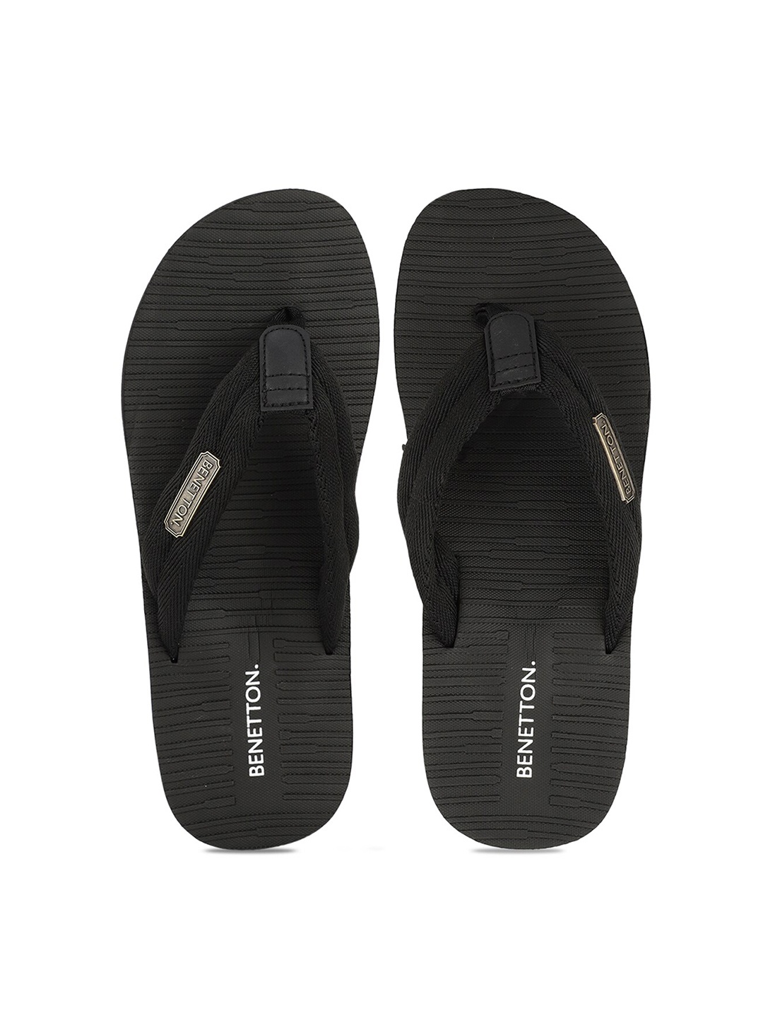

United Colors of Benetton Men Black Rubber Thong Flip-Flops