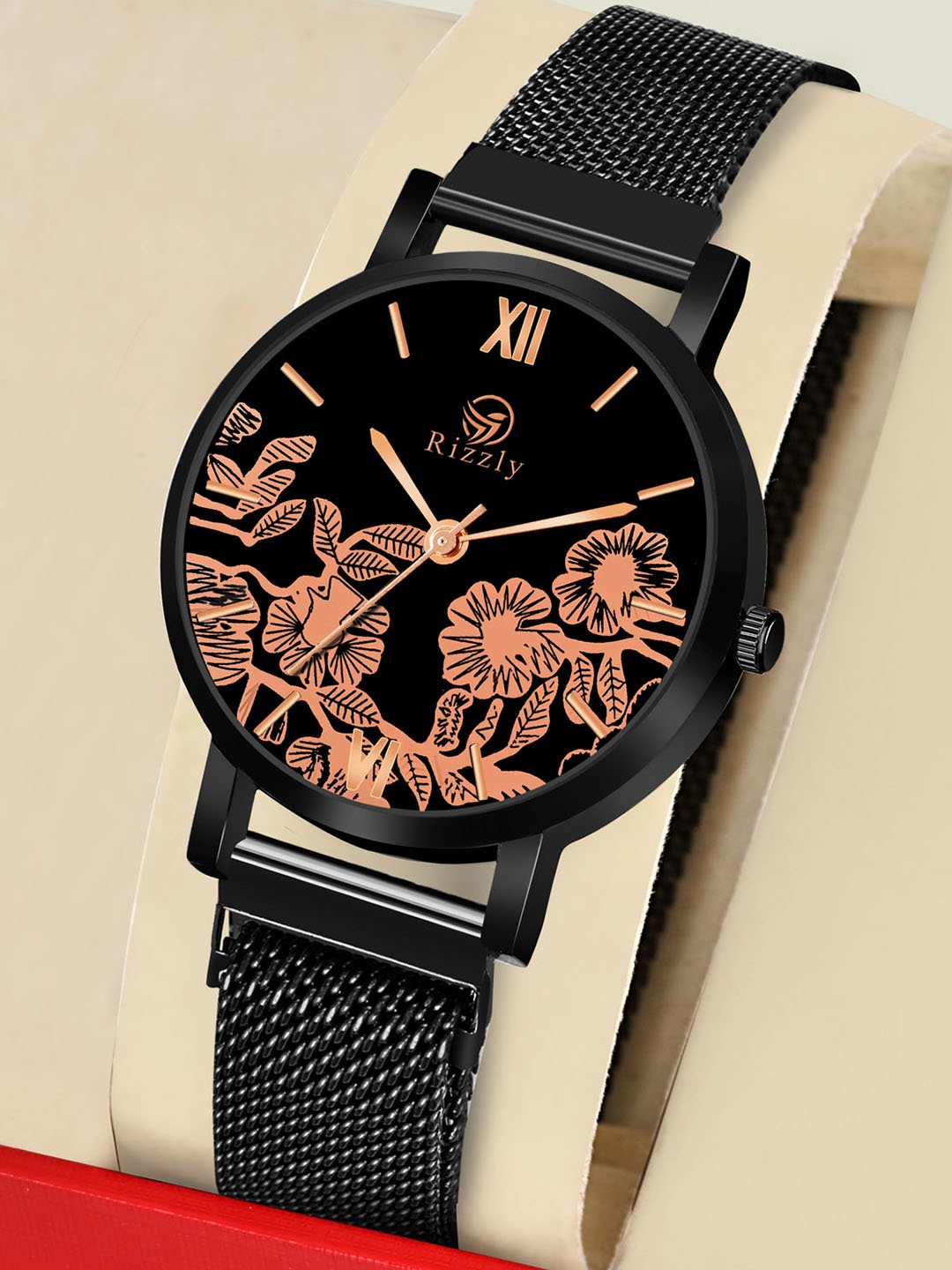 

Rizzly Girls Peach-Coloured Brass Printed Dial Analogue Watch RZ-134